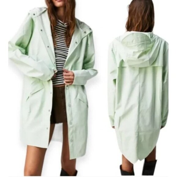NEW RAINSLong Waterproof Hooded Rain Coat Jacket MIneralTrench coat XL/XXL